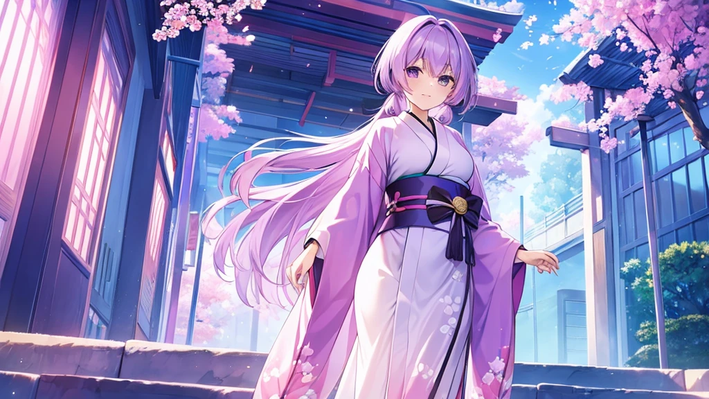 woman　clear　Light purple hair　　kimono　　Anime Style　　Decline
