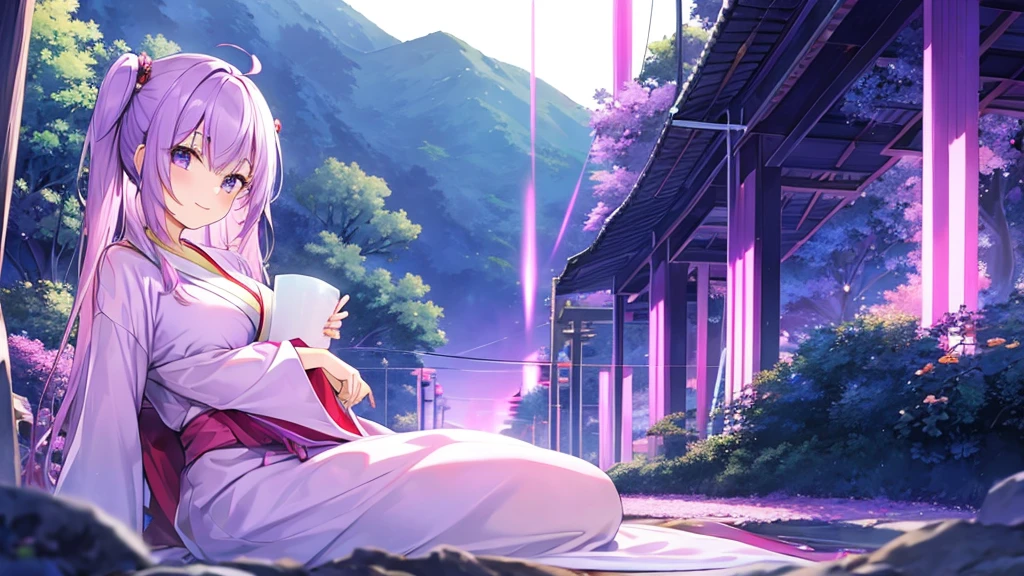 woman　clear　Light purple hair　　kimono　　Anime Style　　Decline
