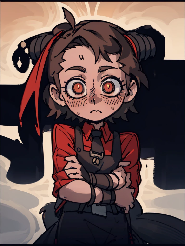 1 boy, chibi, oc, simple, tiny, little, 20s clothing, wavy brown fur, red frame, intricate details, highly detailed face, beautiful eyes, soft lighting, warm colors, digital painting, photorealistic, 8k, best quality, masterpiece