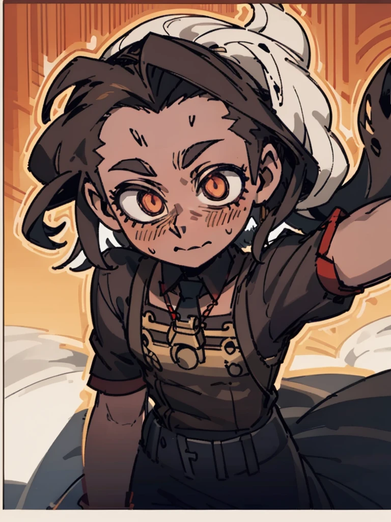 1 boy, chibi, oc, simple, tiny, little, 20s clothing, wavy brown fur, red frame, intricate details, highly detailed face, beautiful eyes, soft lighting, warm colors, digital painting, photorealistic, 8k, best quality, masterpiece