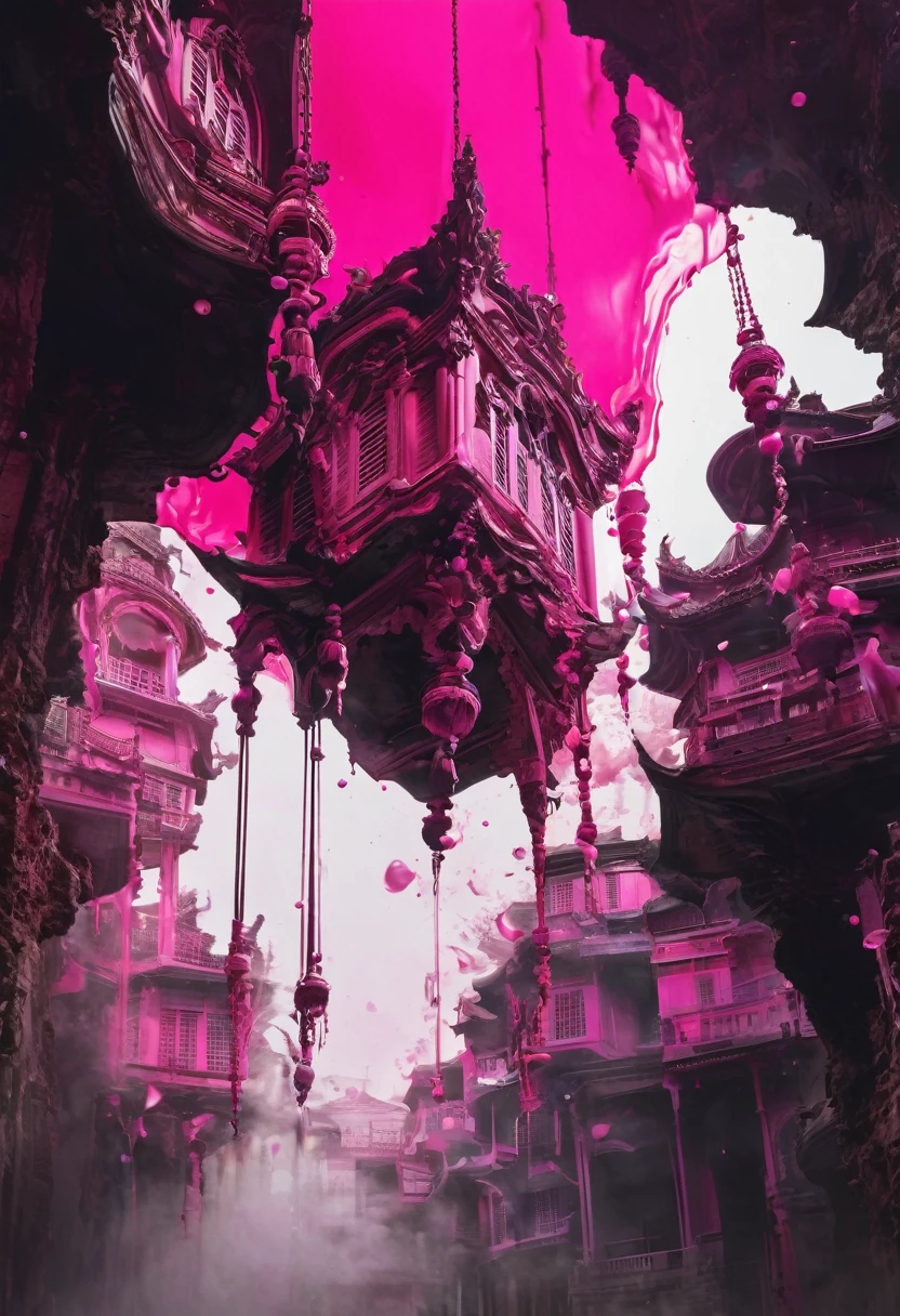 Fluid ink，architecture，Dangling，pink