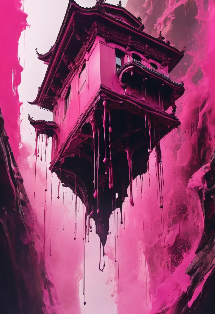 Fluid ink,architecture,Dangling,pink
