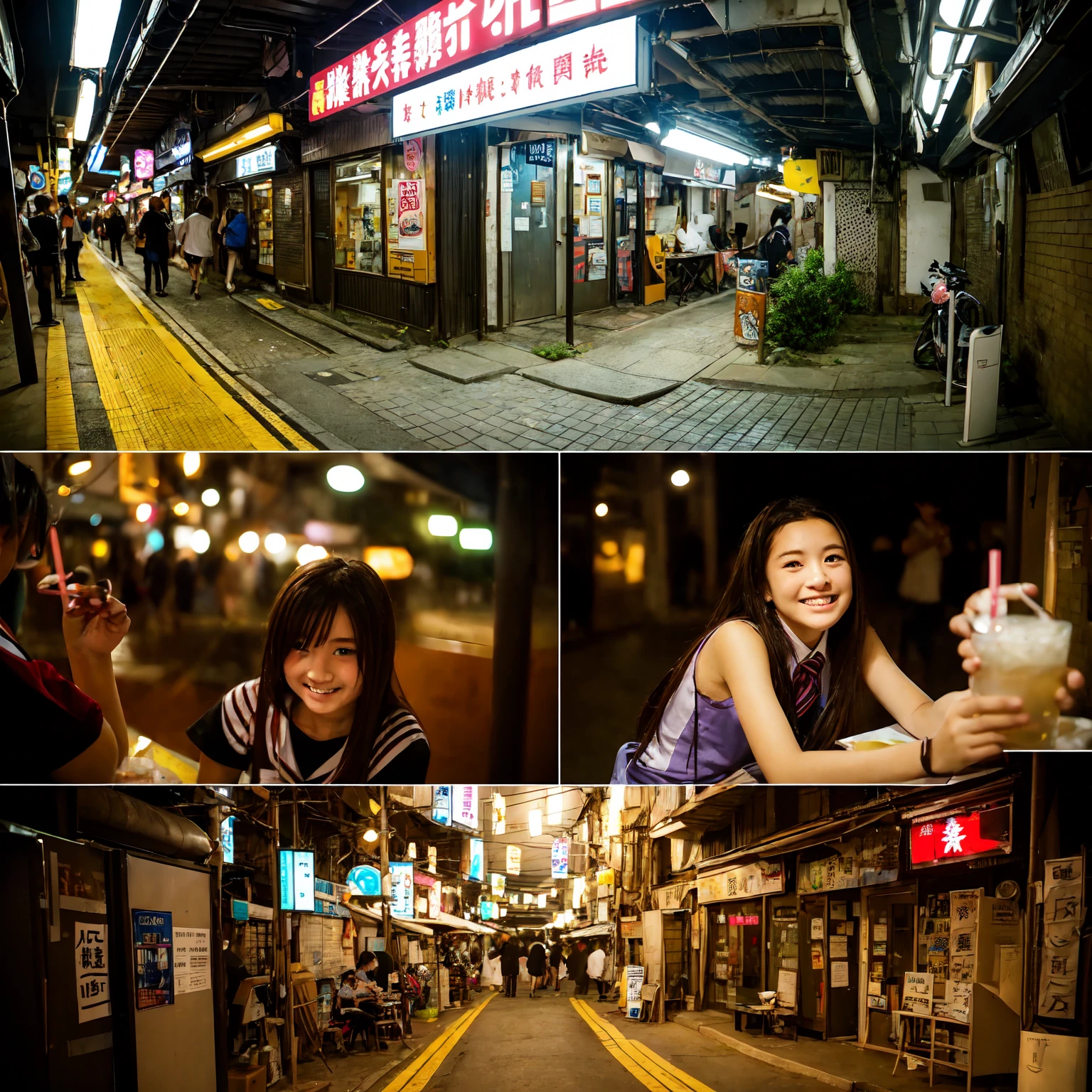 (masterpiece、Highest quality)、(Photorealistic photography)、1 picture、(Japan's dimly lit underground mall)、Japan favelas、13 years old、、Showa Retro、Detailed and cute face、((Poor conditions))、(Underground hot spring facilities)、shaved ice、Sale of drinks、Unsanitary and dim、(stage)、(Big bath)、Shady Red Light District、diet、(Many female junior high school students)、(Prostitute)、へにょへにょしたsmile、Happy schoolchildren、Perfect Anatomy、smile