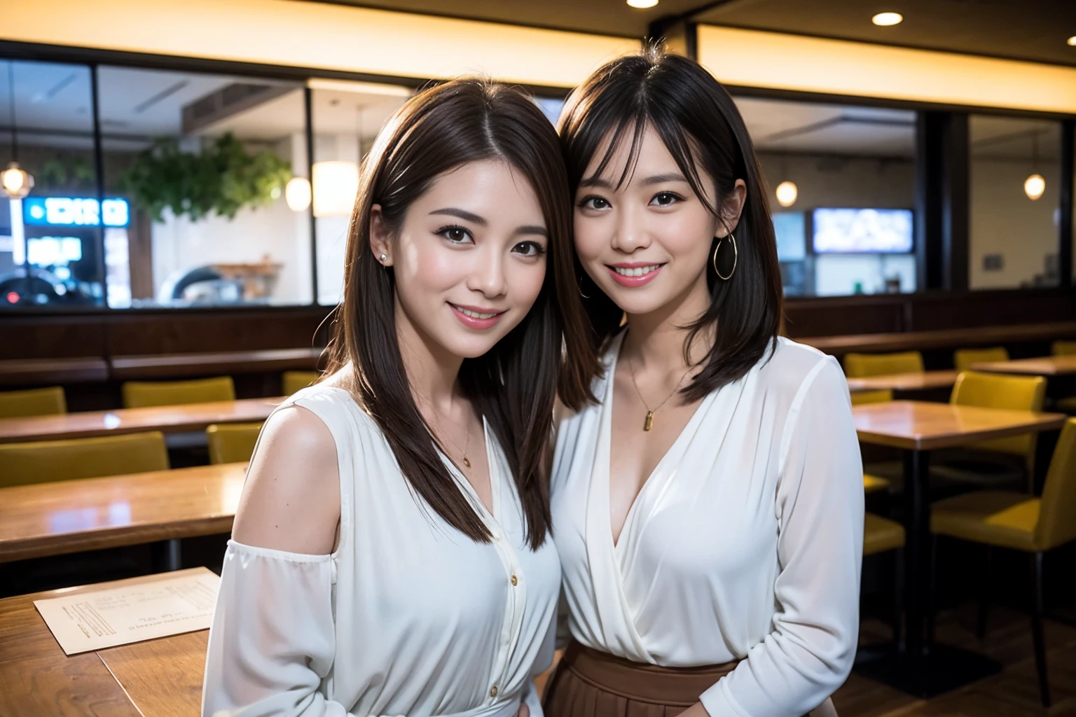 ((Highest quality、8K、masterpiece:1.3))、cute、slimカップル、modelカップル、actress男優、(Realistic, Intricate details:1.2), full-course dinner、Wine Party、Amazing view of the sunset sky and clouds、A bright smile、short hair,Bright Face、 (Age 37), Age 34, red wine 、Appetizers、Italian food、Wine bottle、Champagne、sparkling wine、Two beauties、Brown Hair、Shortcuts、Long sleeve shirt、dress、Beautiful woman 1, (slimな顔), (The body is slim), (Brown Hair), (Shortcuts), cheeks turn a little red,Attractive beauty、restaurant, In a prominent place (From the waist up) Nova Frog Style, actress, model, Upper Body, White wine, slim, wine glass, 中央に置かれたwine glass, smile, (smile: 1.15), Beautiful fine grain, Depth f/2,saturation, High Contrast, Strong light and shadow,Moist Body:1.5、3D texture、Delicate eyes、Brown Hair、The hair is very shiny、