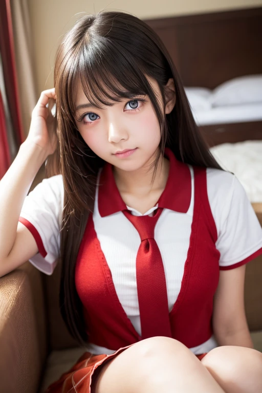 girl、high school girl、Red eyes、
