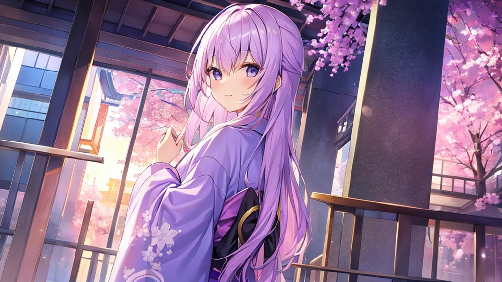 woman clear Light purple hair kimono Anime Style Decline