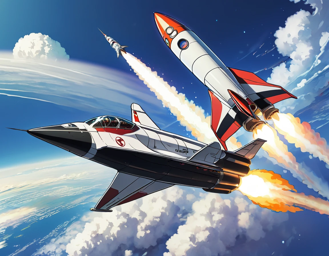rocket, jet, anime style, 