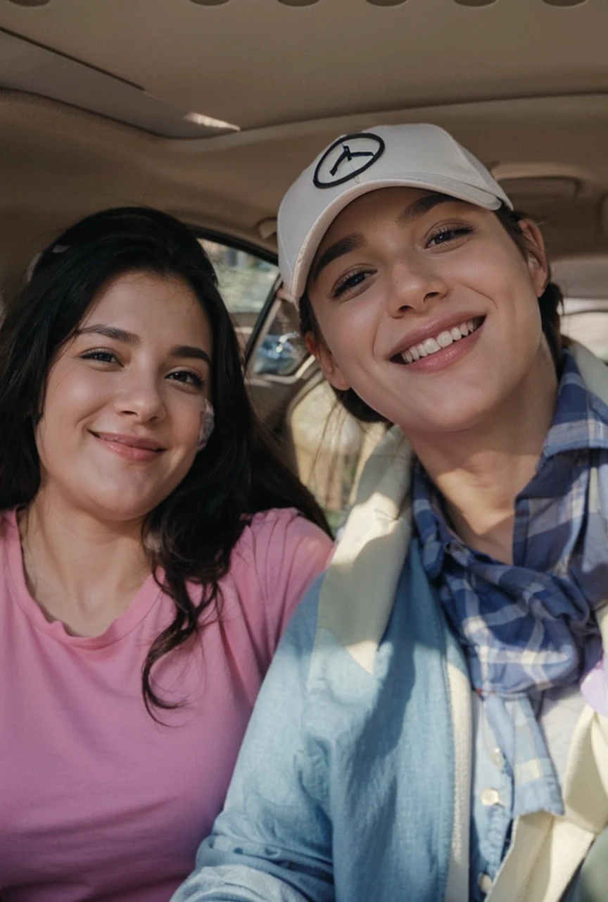 Hugging realistically inside the car