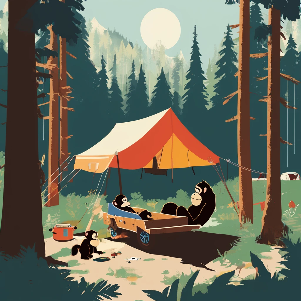 Donkey Kong , art by Sophie Roach , art by Jon Klassen , art by Michael Cho , art by Sophie Roach、sunglasses,camping