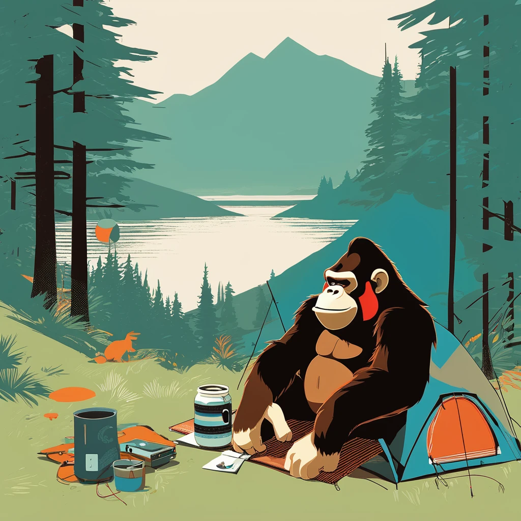 Donkey Kong , art by Sophie Roach , art by Jon Klassen , art by Michael Cho , art by Sophie Roach、sunglasses,camping