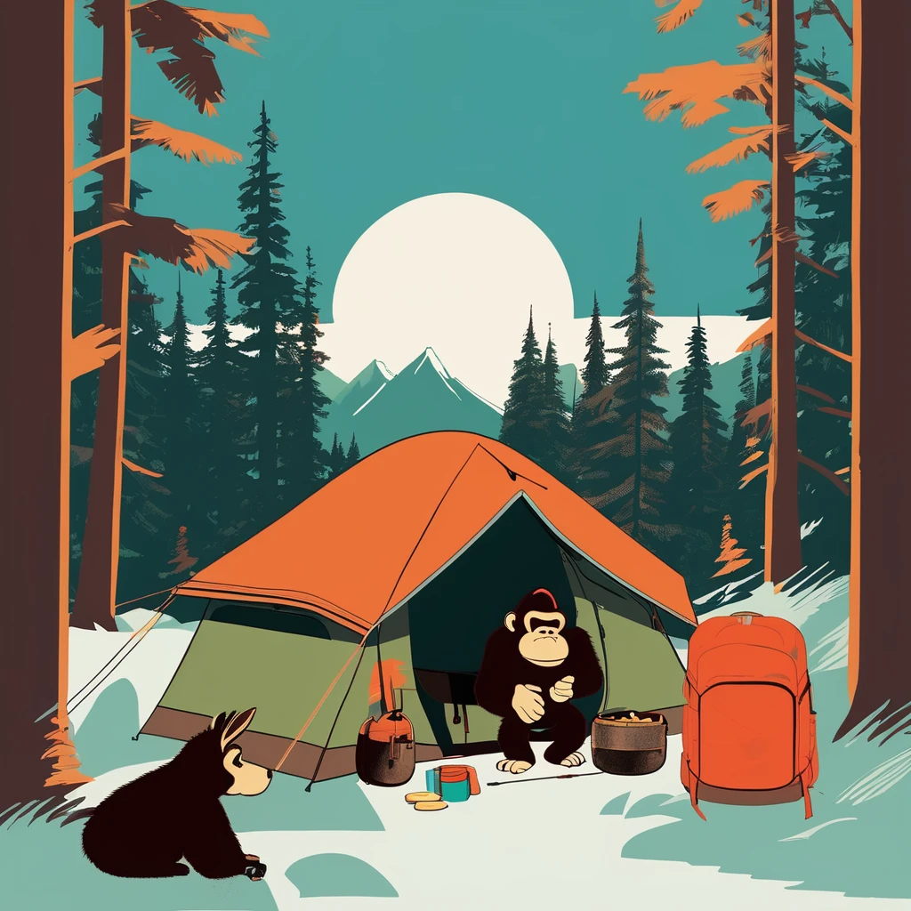 Donkey Kong , art by Sophie Roach , art by Jon Klassen , art by Michael Cho , art by Sophie Roach、sunglasses,camping