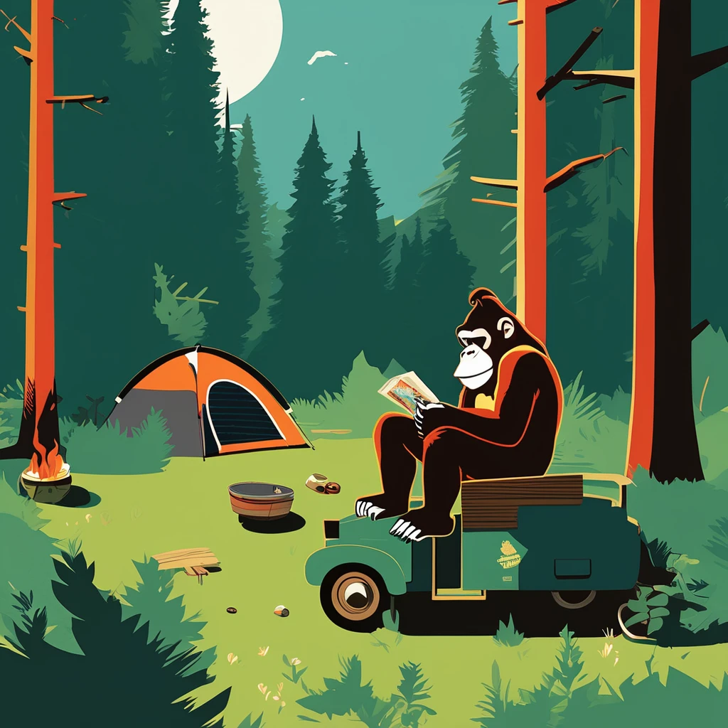 Donkey Kong , art by Sophie Roach , art by Jon Klassen , art by Michael Cho , art by Sophie Roach、sunglasses,camping