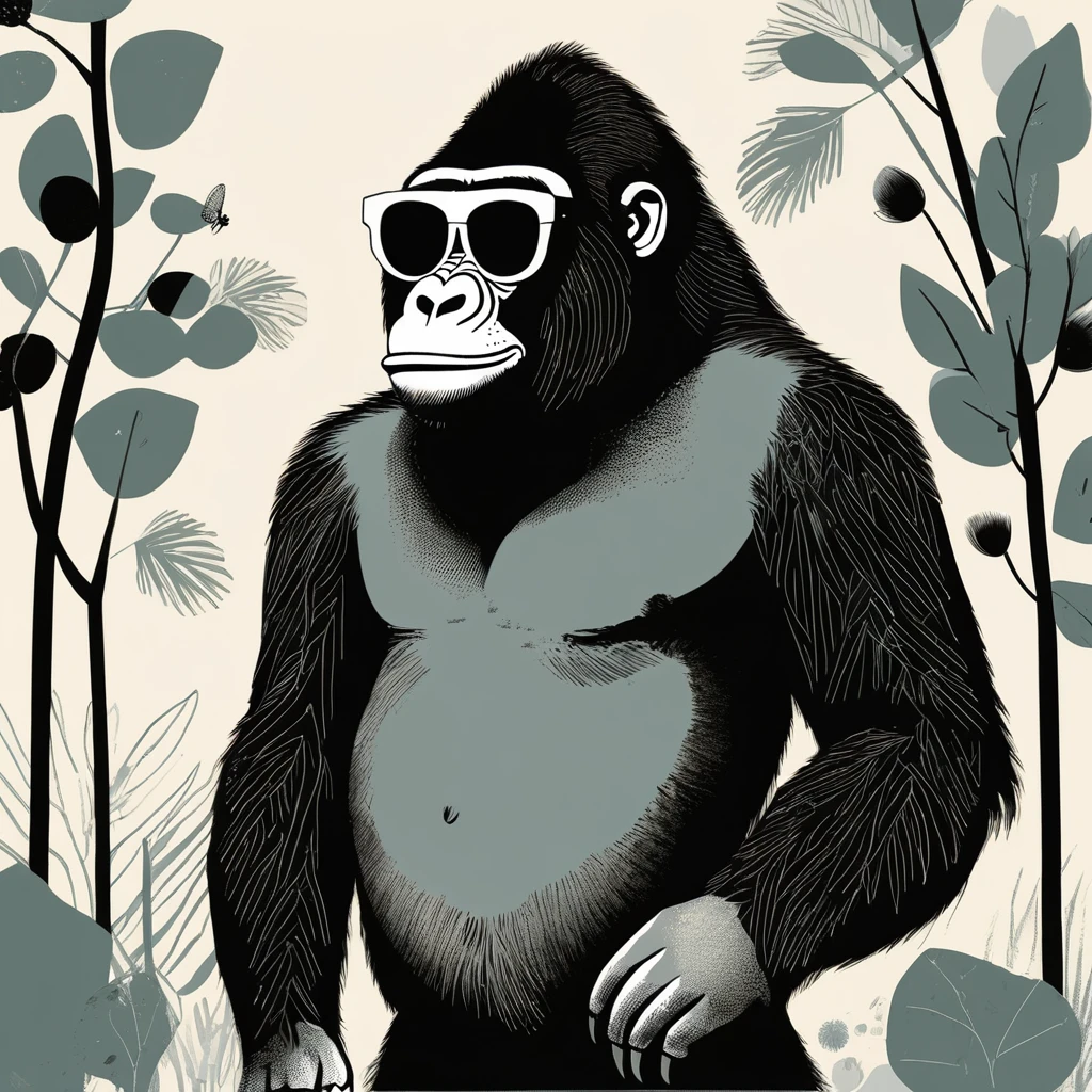 gorilla-like , sweet,art by Sophie Roach , art by Jon Klassen , art by Michael Cho , art by Sophie Roach、sunglasses,campimg