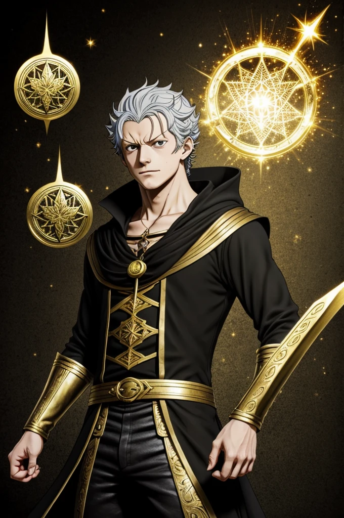 Black clover, mago estilo black clover, gold magic