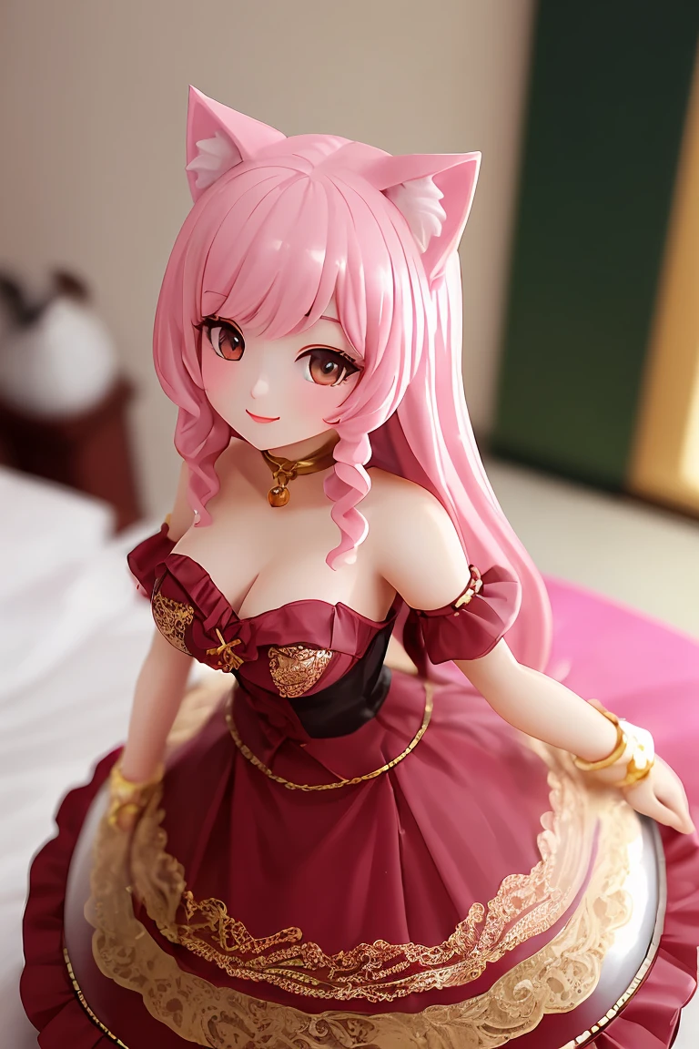 (score_9,score_8_up,score_7_up,score_6_up,score_5_up,score_4_up),masterpiece, top quality, best quality, official art, beautiful and aesthetic, animation, , 1girl with cat ear, perfect figure, pink hair, complicated details, room, (female figure:1.5), glad eyes like silky charming dia, warmly welcome ,