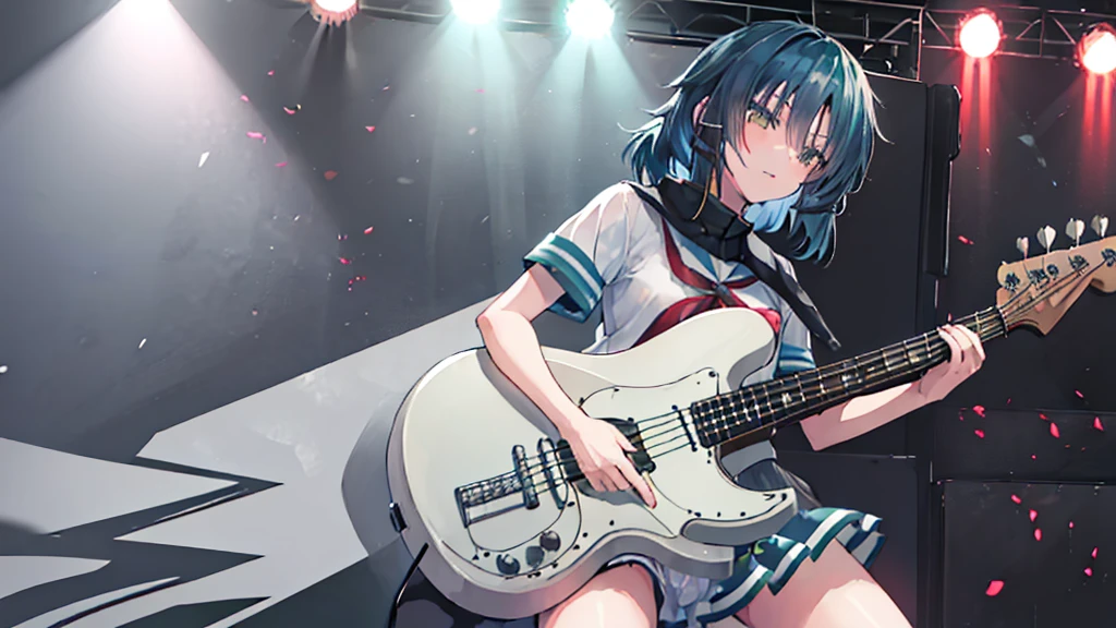 <High precision>girl(Cool),Guitar vocals,Black mini skirt,short cut and ponytail,Music Stage,Sing passionately,Heat,Kiso(Fleet Collection),Ryo Yamada