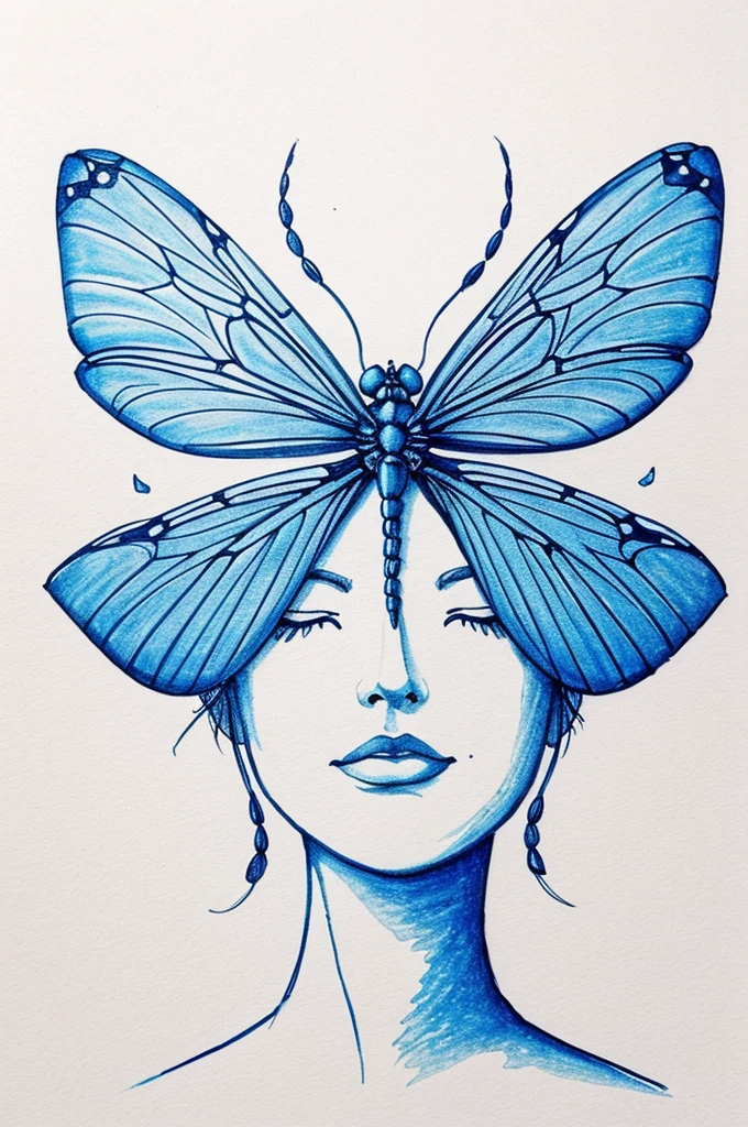 Create a logo for a Psychologist that has the image of a Dragonfly perched on a brain and use Blue colors, Lila, rosado, White to shade