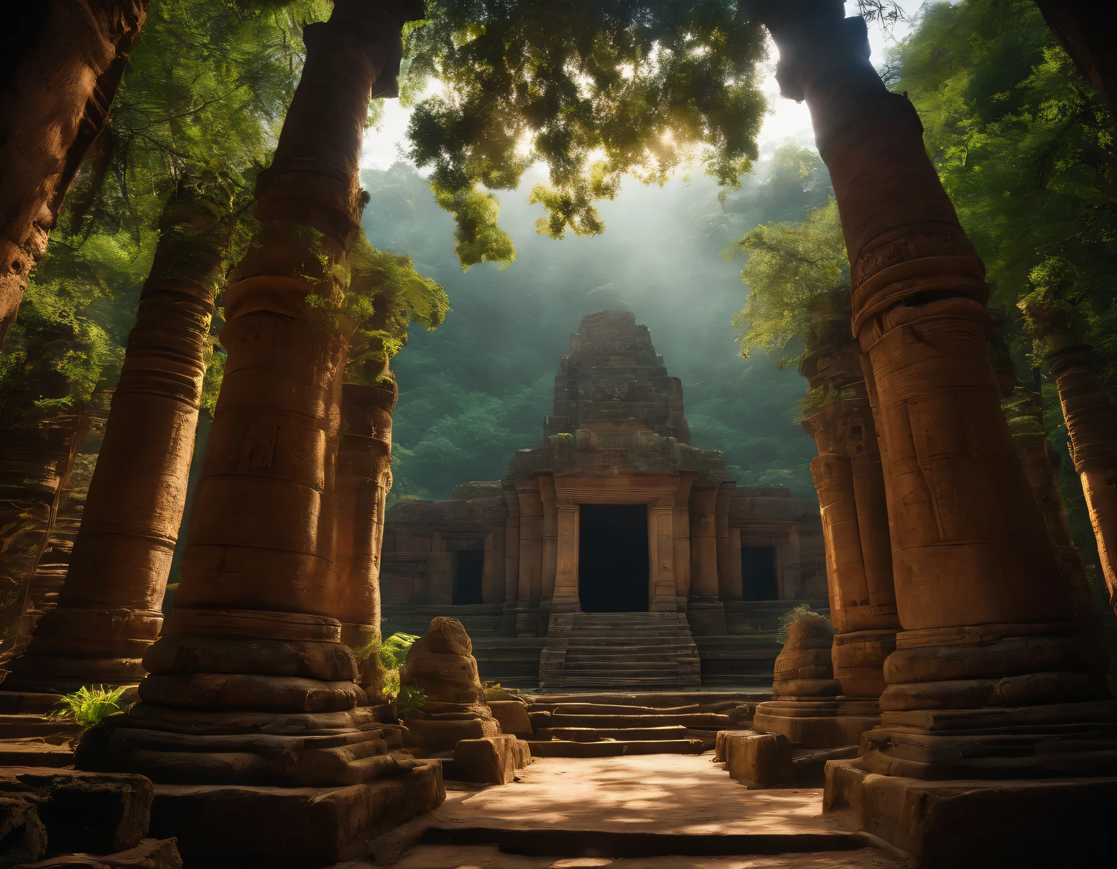 Temple of the Ruins、out、overgrown weeds、dead trees々