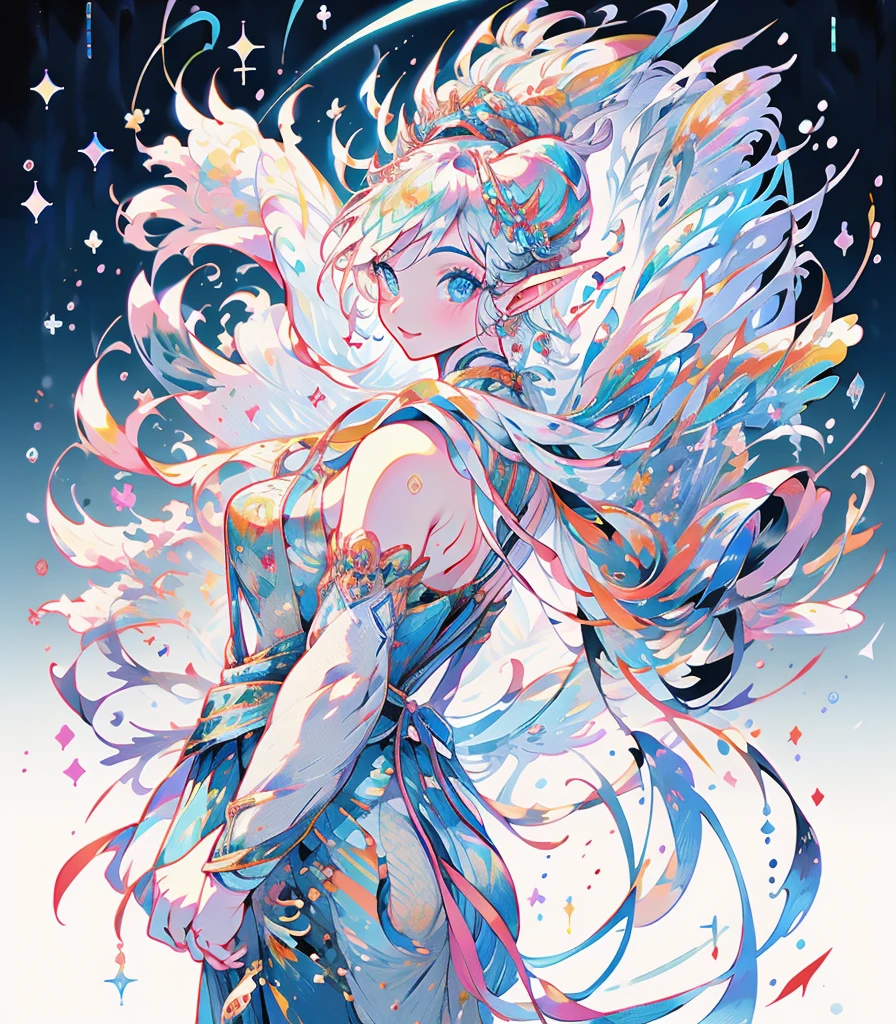 ((Highest quality)), ((masterpiece)), (detailed), (Ice Elf Portrait:1.2), Medium length elven ears, Pointed Ears,Around the ice, Frosty Theme,( 輝く黄colorい目:1.2), A light, cold smile, Arrogant look, Sexy Russian costume, blue crystal jewelry, Ice blue glowing tattoo,detailed,Realistic,4K High Definition,Mappa Studio,masterpiece,Highest quality,Official Art,figure,Clear lines,(nice_color),Perfect composition,Fantasy,Concentration,The rule of thirds