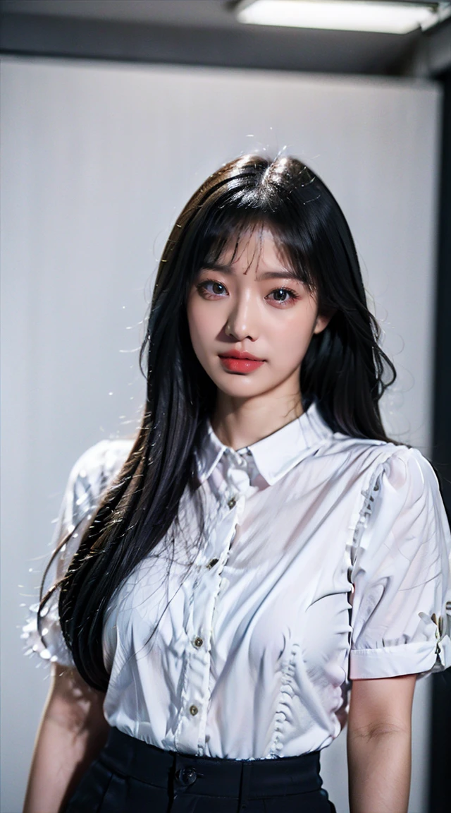 ((Highest quality、8K、masterpiece:1.3))、Photorealistic, Sharp focus, high resolution, High resolution, Portraiture, alone, Japanese women, Beautiful woman, sexy, Change of clothes、Half-taken shirt、Lean forward, 20-year-old, plump, semi-long, Wrinkles around the eyes, Office Changing Room, many steel lockers, Dark Background,Valkyrie、Helmet