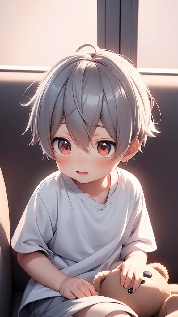 anime boy sitting on a couch with a teddy bear and a teddy bear, cute anime, cute anime girl, anime boy, kawaii realistic portrait, anime visual of a cute girl, realistic anime 3 d style, anime. soft lighting, anime style. 8k, cute character, young anime girl, smooth anime cg art, anime styled 3d, anime character