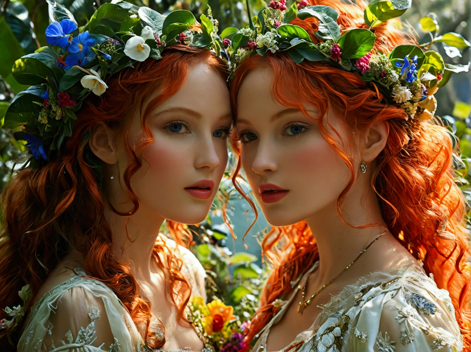 vibrant colors, The Garden of Eden, beautiful perfection, in perceivable beauty, the first place on earth, heaven on earth, eve, lake, mountains
