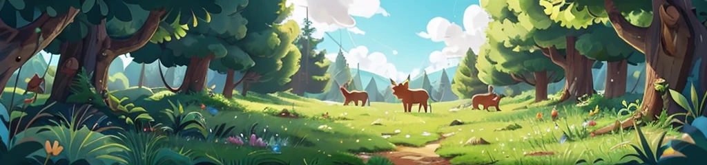Masterpiece, cartoon style, sky and a huge forest, no animals, nothing else, consistent and coherent visuals