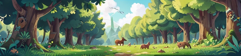 masterpiece,Cartoon Style,The sky and a huge forest