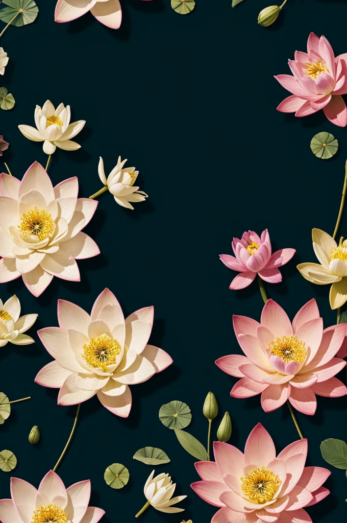 Create a wallpaper with saturn and lotus flowers