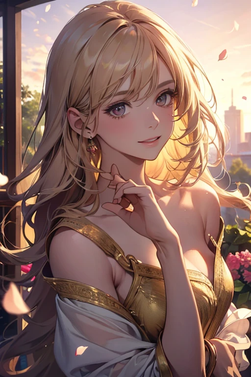 ,(best quality,4k,8k,highres,masterpiece:1.2),ultra-detailed,(realistic,photorealistic,photo-realistic:1.37),oil painting,portrait,colorful,pastel colors,soft lighting,flower garden,serene atmosphere,captivating smile,pure and innocent,golden hour,slightly blurred background,vivid colors,happy expression,long flowing hair,graceful pose,natural lighting,floating petals,dreamy ambiance,gentle breeze,delicate features