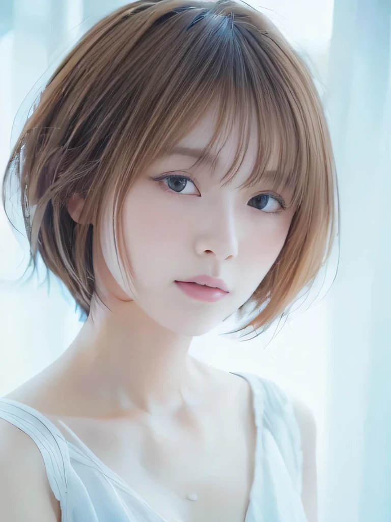 White clothes, (8K, Realistic, RAW Photos, Highest quality: 1.4), Japanese, (One Woman), Beautiful Face, (Realistic Face), (With her hair flying), Beautiful hairstyle, Realistic eyes, Beautiful attention to detail, (Realistic Skin), Beautiful Skin, charm, High resolution, Surreal, Very detailed, Golden Ratio、whole body、slender