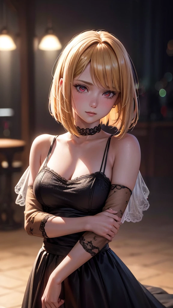 1 man with golden blonde hair, 14 year old girl with medium bob cut dark red hair and red eyes, man hugging girl, portrait, realistic, photorealistic, high quality, cinematic, dramatic lighting, detailed facial features, (best quality,4k,8k,highres,masterpiece:1.2),ultra-detailed,(realistic,photorealistic,photo-realistic:1.37),HDR,UHD,studio lighting,ultra-fine painting,sharp focus,physically-based rendering,extreme detail description,professional,vivid colors,bokeh,dark moody atmosphere