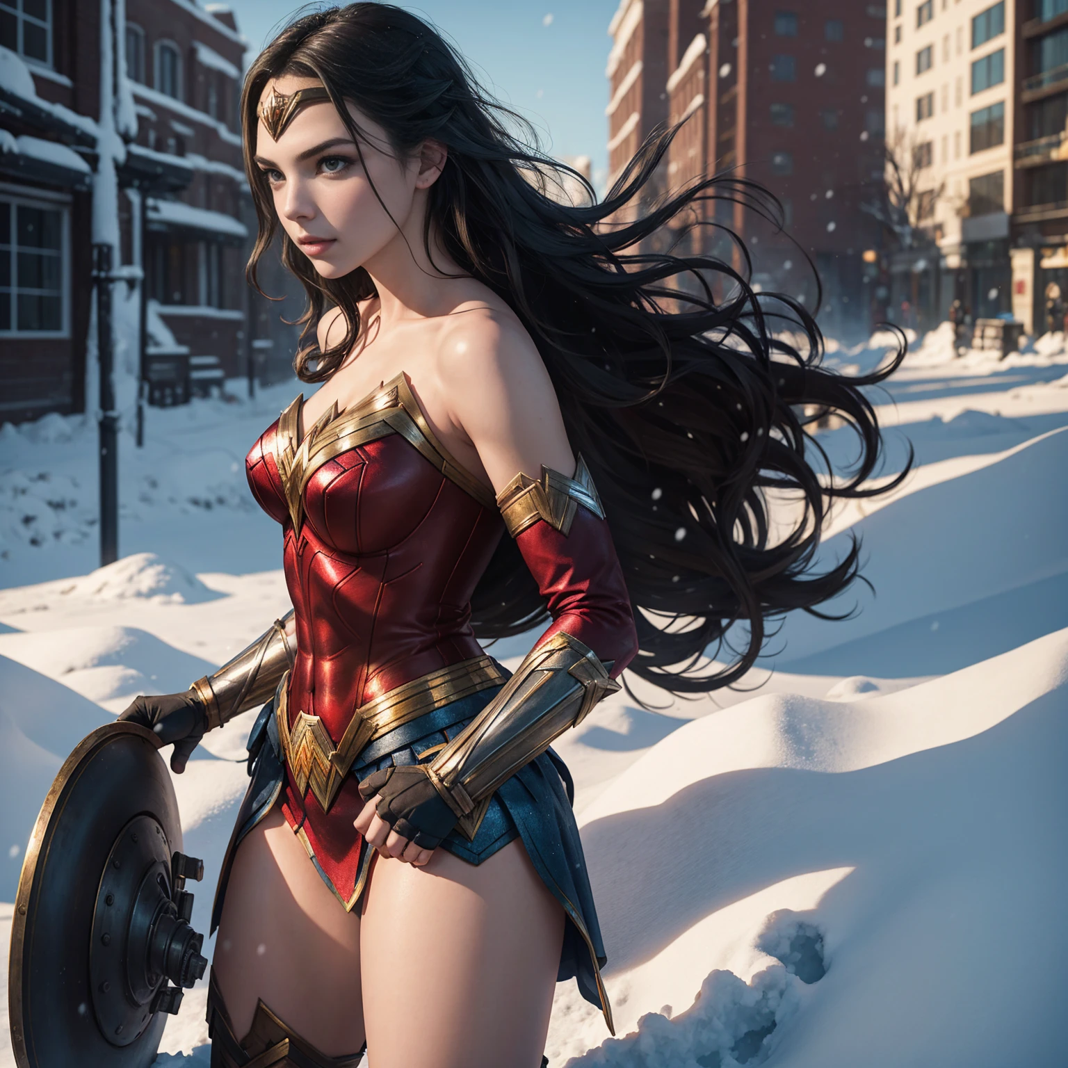 wonder wonder a anya taylor - joy in the snow, wojtek fus, portrait of wonder woman, 8 k realistic digital art, sexy painting of gal gadot, realistic digital art 4 k, realistic digital art 4k, alena aenami and artgerm, wonder woman, incredible digital art, gal gadot portrait, trending on artstation 4k, lois van rossdraws