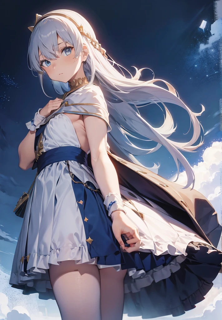 Original outfit, 1 girl, Anastasia (fate), layer azul, Alone, corona, White background, layer, simple background, dress, doll, mini crown