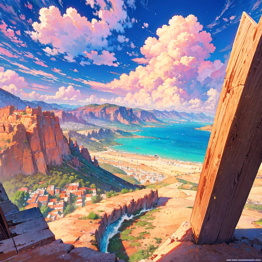 Masterpiece, ultra detailed, beautiful,Super Saturation, desert,1 girl, desert princess, anime picture, arcadia , from a distance, landscape,Nevada,desert:1.6