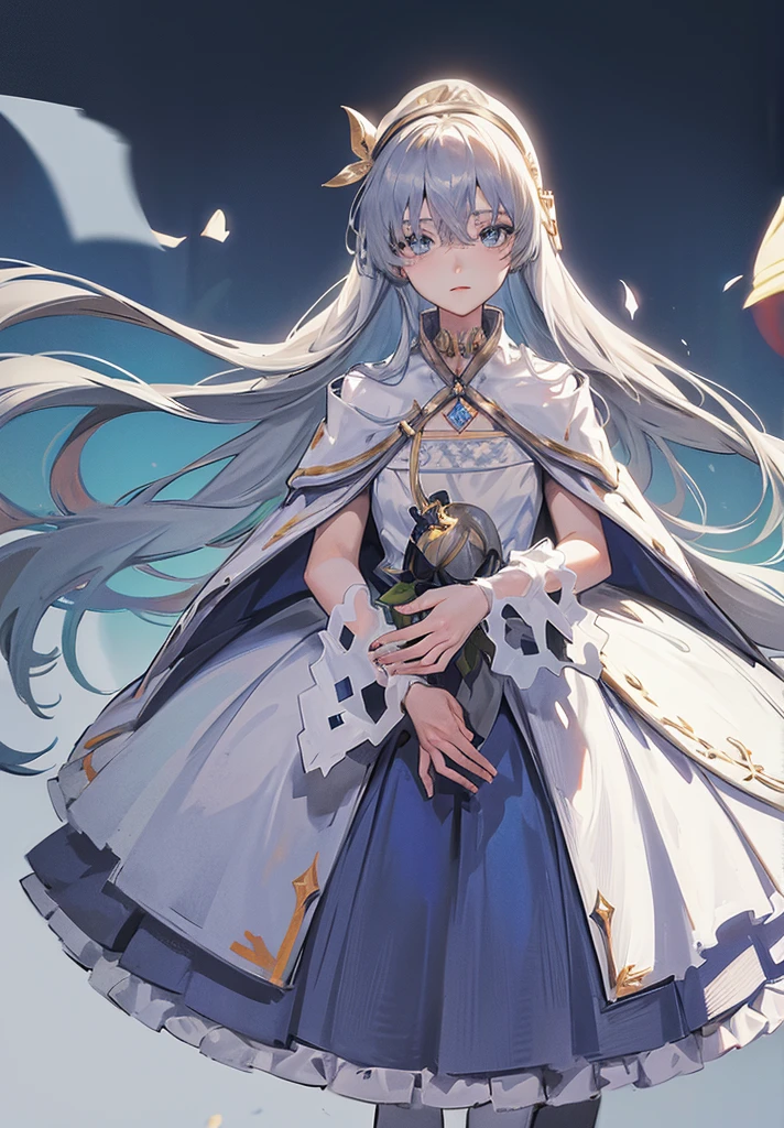 Original outfit, 1 girl, Anastasia (fate), layer azul, Alone, corona, White background, layer, simple background, dress, doll, mini crown