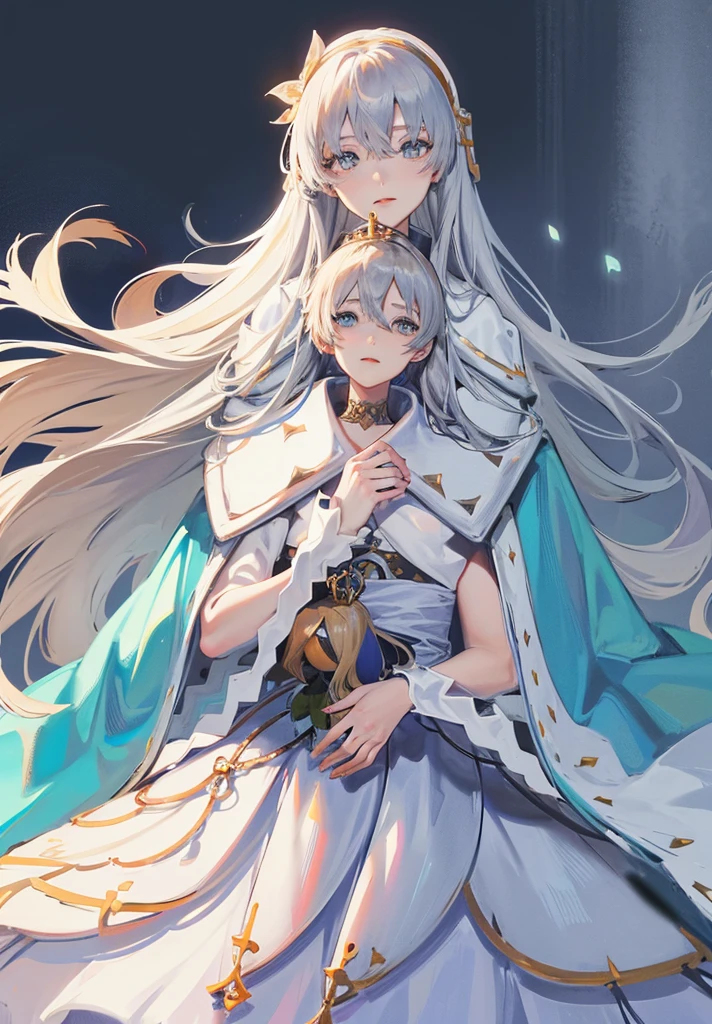 Original outfit, 1 girl, Anastasia (fate), layer azul, Alone, corona, White background, layer, simple background, dress, doll, mini crown