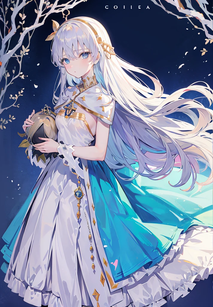 Original outfit, 1 girl, Anastasia (fate), layer azul, Alone, corona, White background, layer, simple background, dress, doll, mini crown