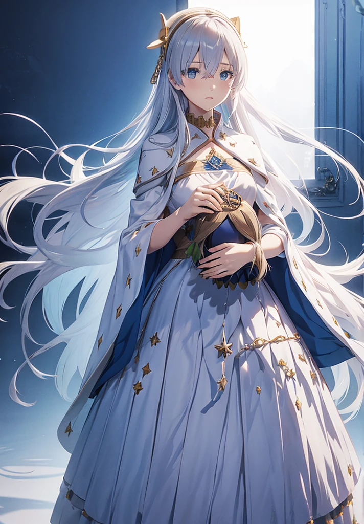 Original outfit, 1 girl, Anastasia (fate), layer azul, Alone, corona, White background, layer, simple background, dress, doll, mini crown