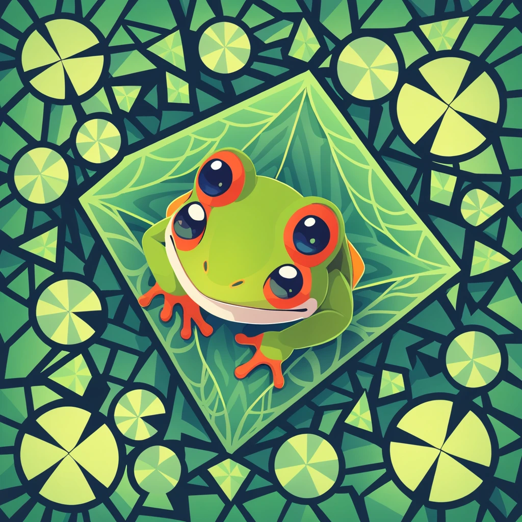Frog house! in geometric art style
