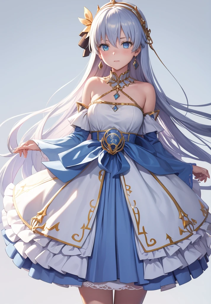 Original outfit, 1 girl, Anastasia (fate), layer azul, Alone, corona, White background, layer, simple background, dress, doll, mini crown