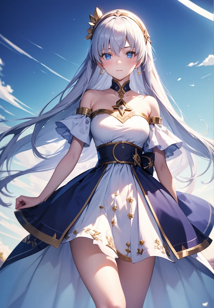Original outfit, 1 girl, Anastasia (fate), layer azul, Alone, corona, White background, layer, simple background, dress, doll, mini crown 