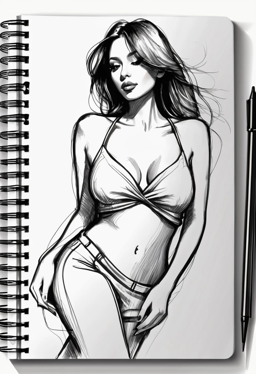 sketch of sexy woman in notebook