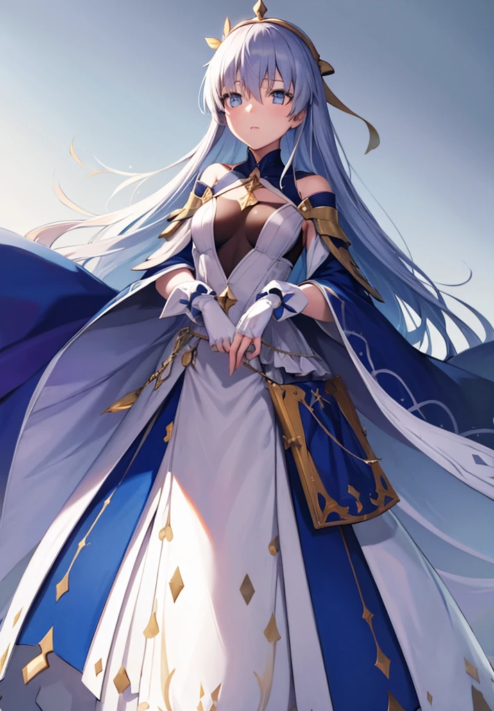 Original outfit, 1 girl, Anastasia (fate), layer azul, Alone, corona, White background, layer, simple background, dress, doll, mini crown 