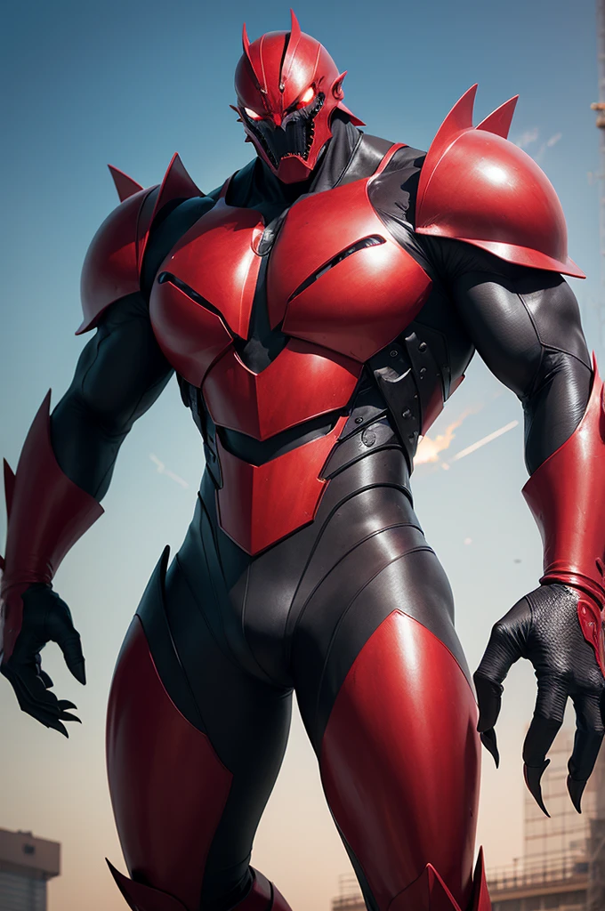 A 2-meter iron monster with red eyes