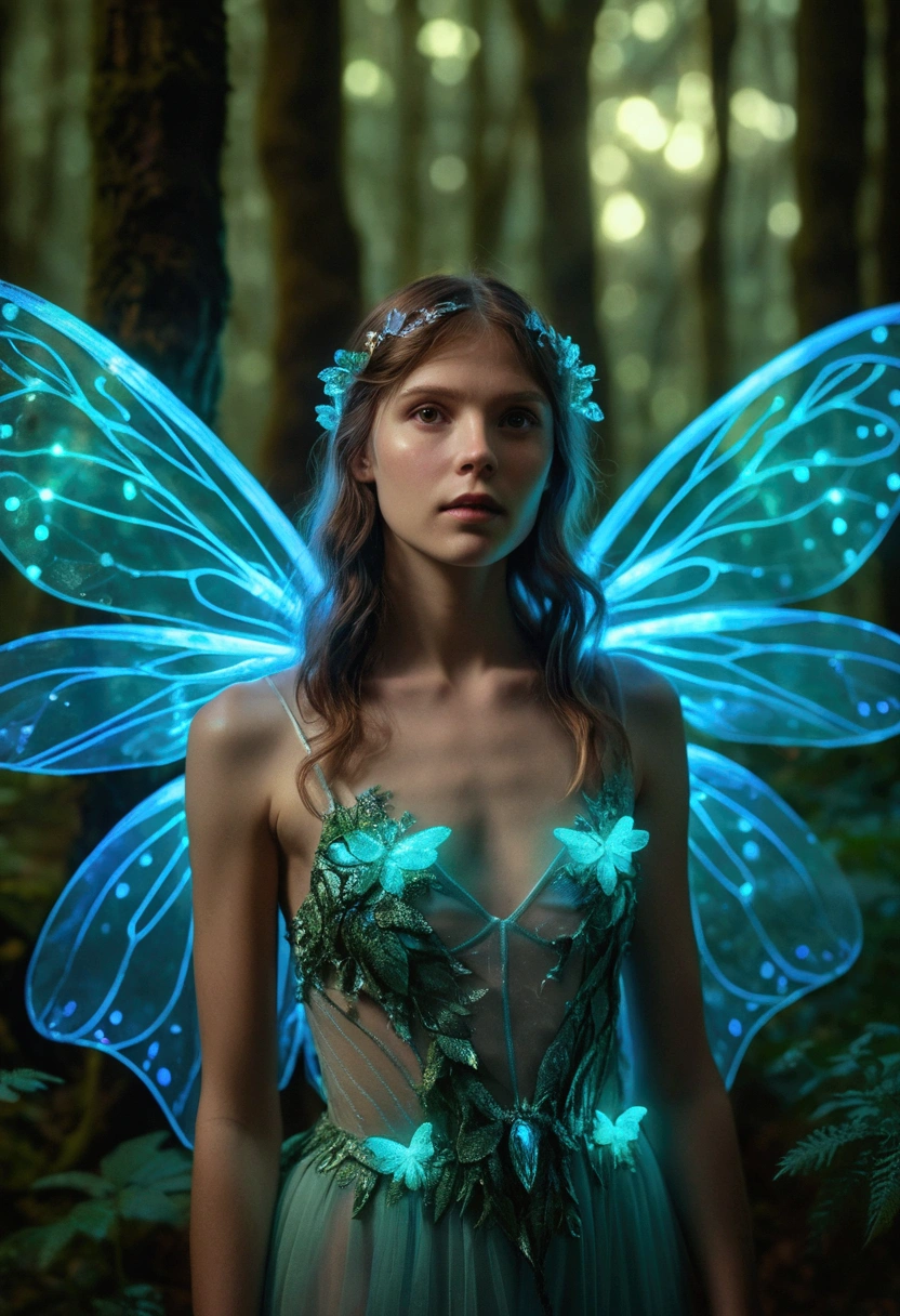 Roseleslie woman like a fairy,(highy detailed:1.2),(best qualityer:1.2),(8K:1.2),sharp focus,(underground dispersal:1.1),rewarded photography,professional portrait photograph,(Accurate shot:1.1) (glowing bioluminescent forest:1.2),iridescent fairy wings,sensual expression (very detailed background:1.2),(magical fantasy:1.0), (knollingcase:1.1),(analog style:1.1),(model shoot style:1.2),dramatic lighting