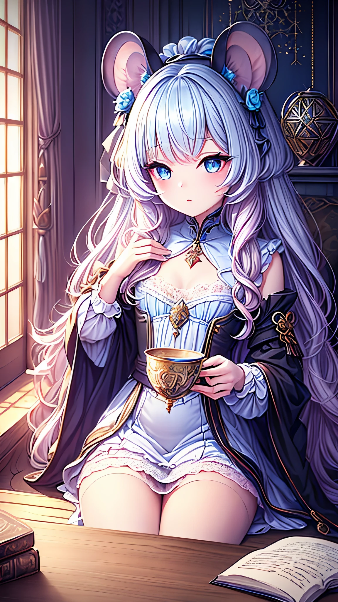((best quality)), ((masterpiece)), (detailed), une fille, visage parfait, Longhaire, ((golden hair)), curly hair, decorated cheveux, ultramarine blue eyes,(
Name: Sakuranelo
Element: STELLARA
Description: A lyric poetess of ethereal grace, master weaver of the celestialfabric, unwavering guardian of the starcrossed night sky. Gathering vastconstellations through verses, whisperswords of distant realms into being.
Prompt: ((((Belle, paragon,ultra-low mouse sensitivity, touch ups)))), 1girl, sitting, (pink hair:1, long length), bundle of spring flowerspecial effects:1), dedicated attention, soft belly, ((blue eyes:1 , shining and sparkling:1.2)), (((refined tip-upturned nose))), (((ultra detailed eyes:0.7, vivdxly expressiveface with page in hand, pure intensity:1.1))), centreral rear view, artsy lightincludedfrequent twinkles starsrumbling clouds, pathedlong gown lying in lap, heart'inhidden inventory, fan centimeters above headat armrest brim touching teacup carrying scrollsdue east, ((age:23 witnessprotection, chibi elfeHeader:1))
)