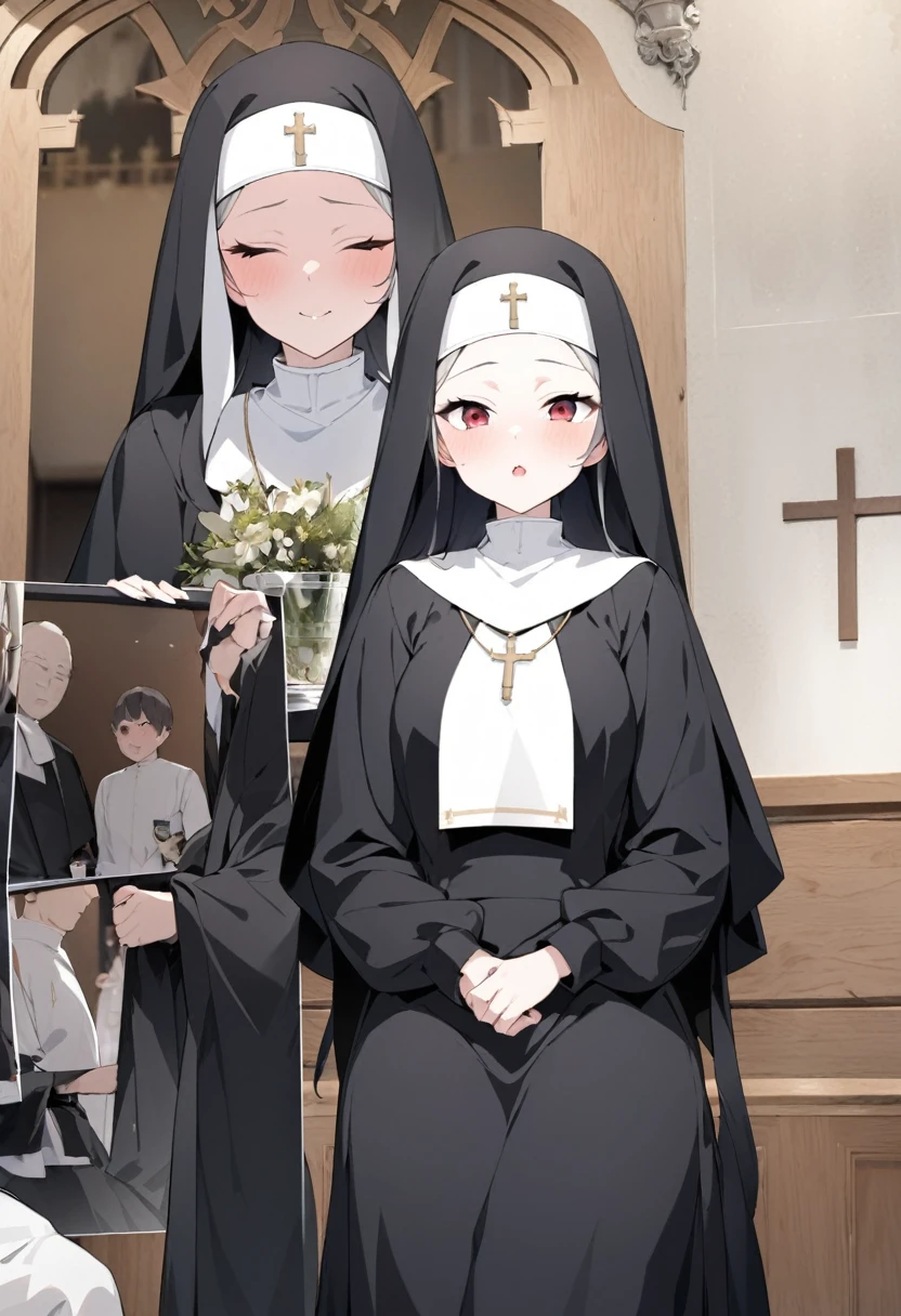 Nsfw,Real Photo、A priest in a nun's habit who loves adult sex、