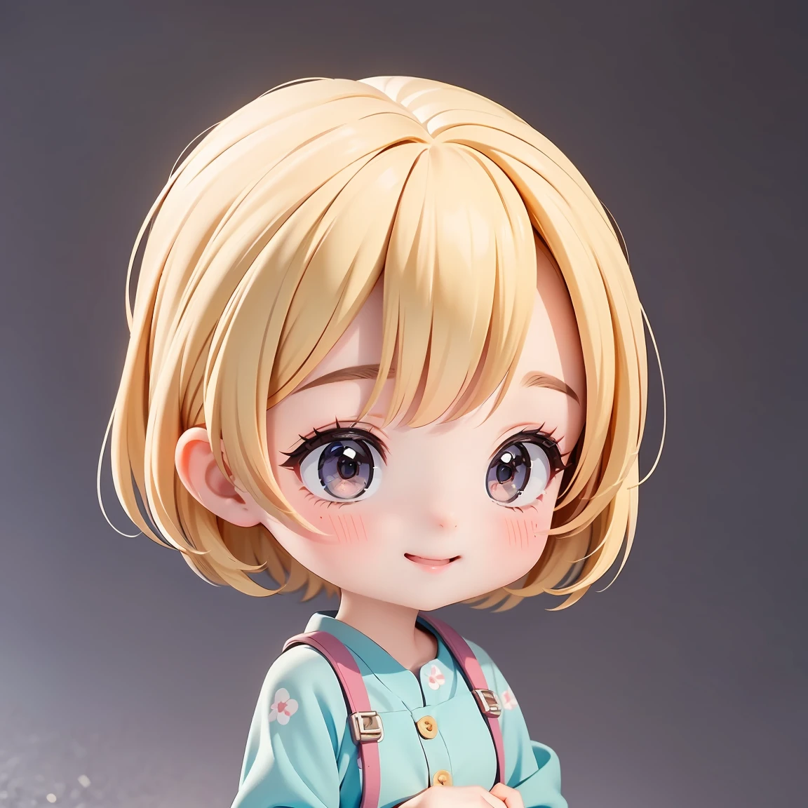  Super Chibi Character：1.8、wearing cute sandals、background：Simple all over、Blonde Hair、Cute 7 year old girl、Random cute outfits、Various expressions：1.8、Various poses with moving arms：1.8、Looking this way、Super Happy Smile：1.8
