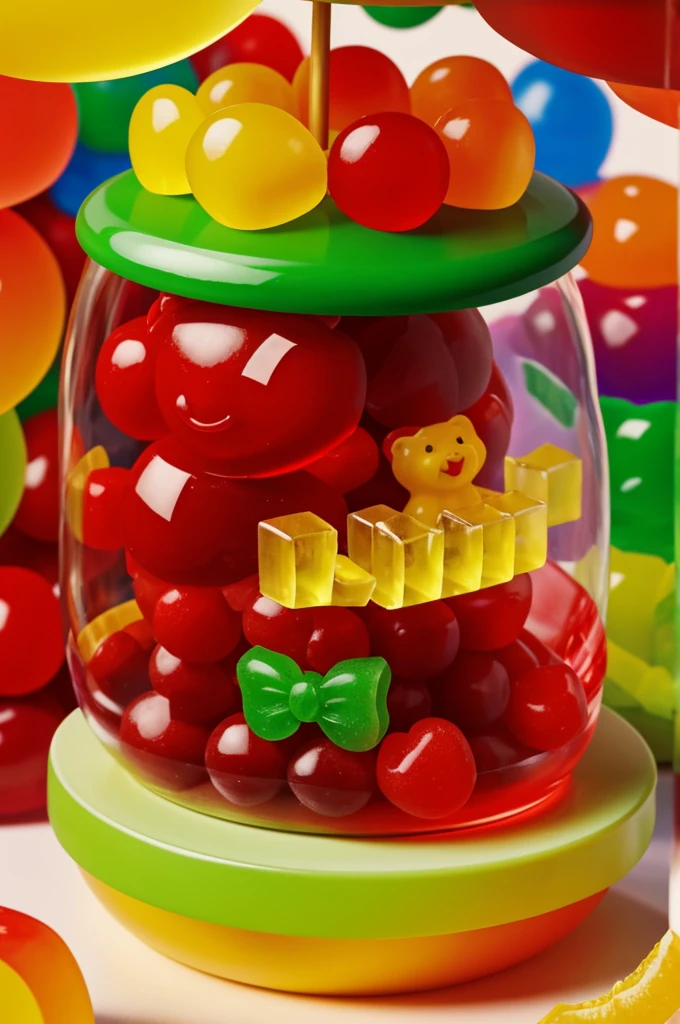Logo of a gummy bear with an animated fruit carnival hat on top
